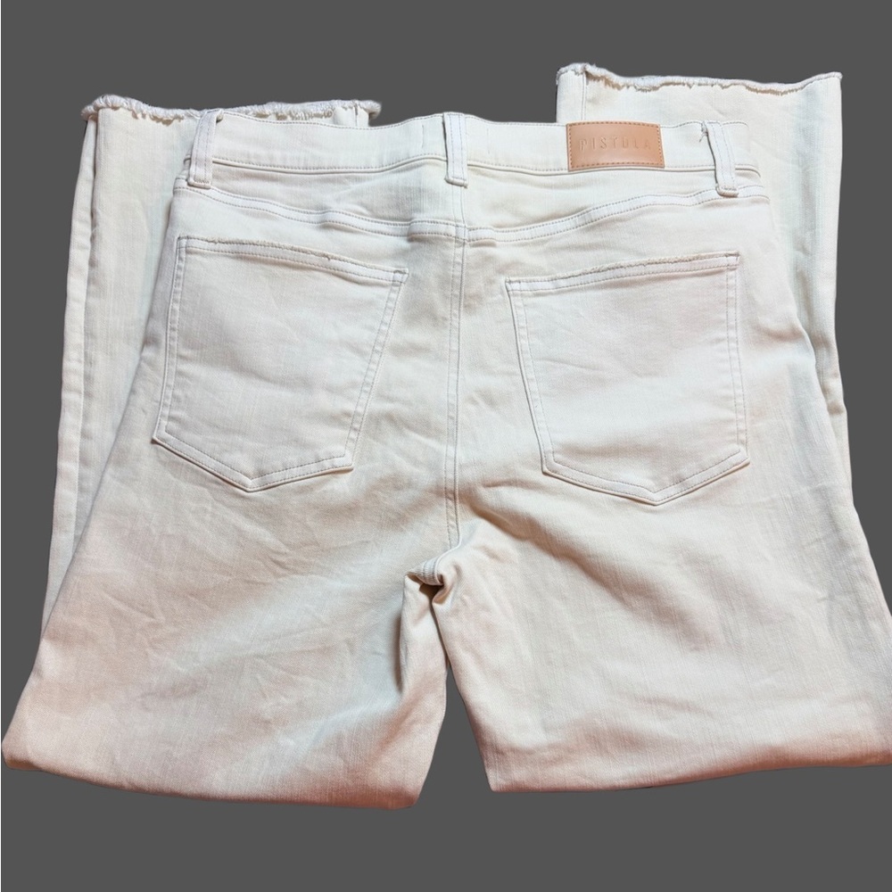 Pistola  (Anthropologie) Lennon High Rise Bootcut Crop Jeans Cream Sandstone 30 - Picture 14 of 16